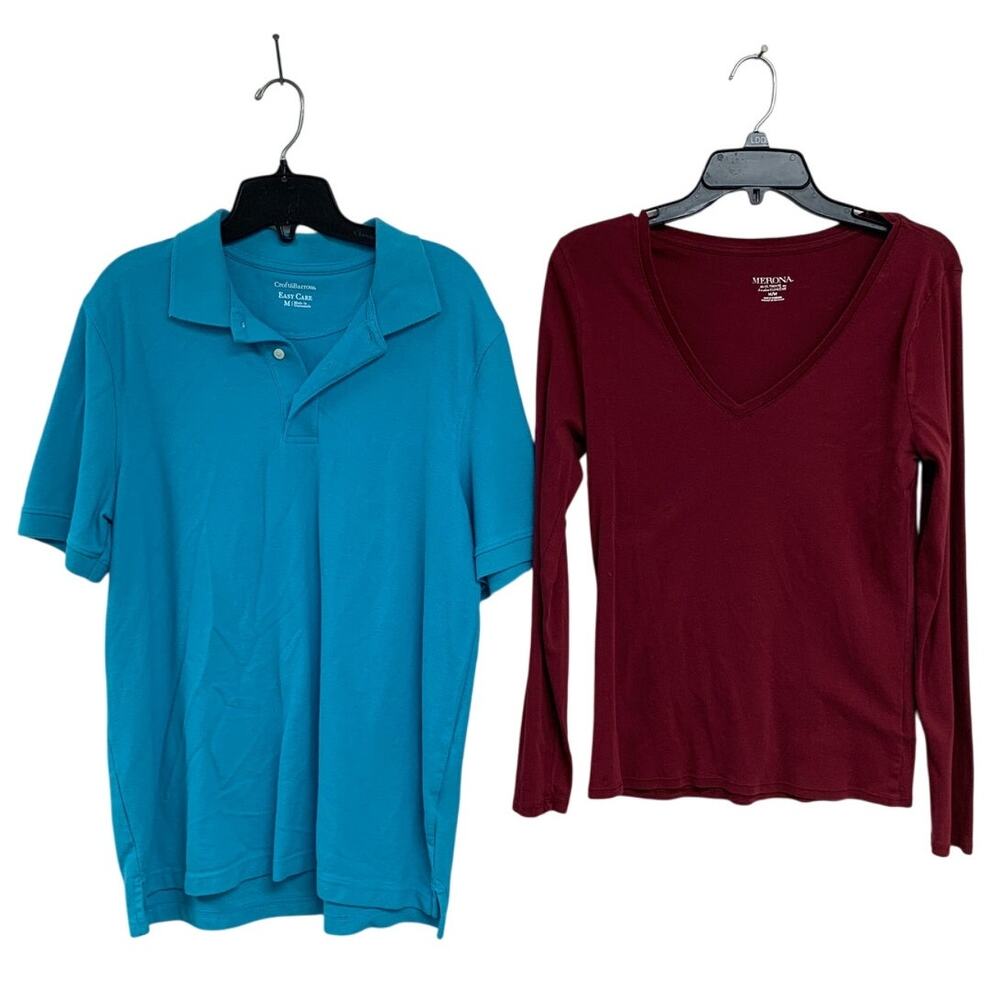 Merona Croft & Barrow Womens Medium Long Sleeve T Shirt Short Sleeve Polo Shirt